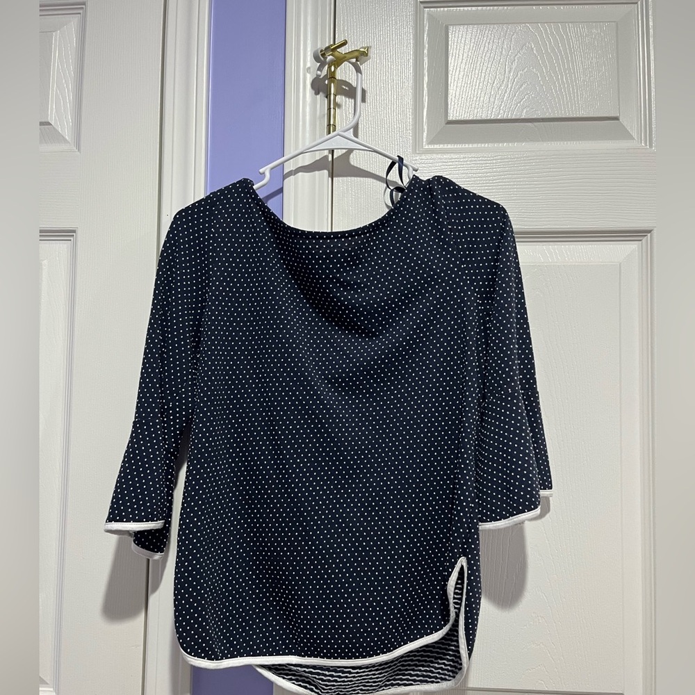 Green Envelope Navy Blue Polka Dot Shirt